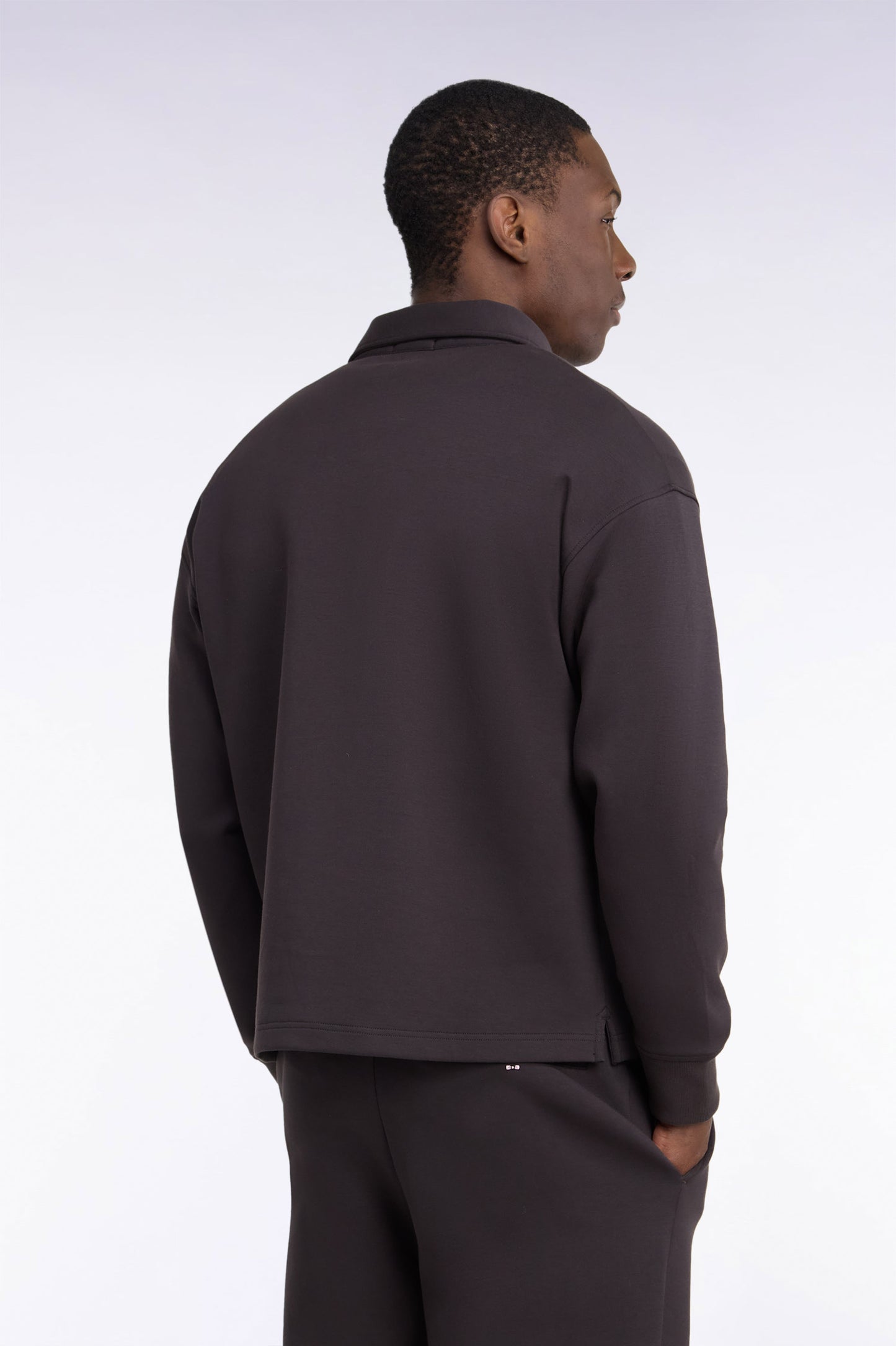 Sweatshirt unisexe à col maillot en interlock de coton marron