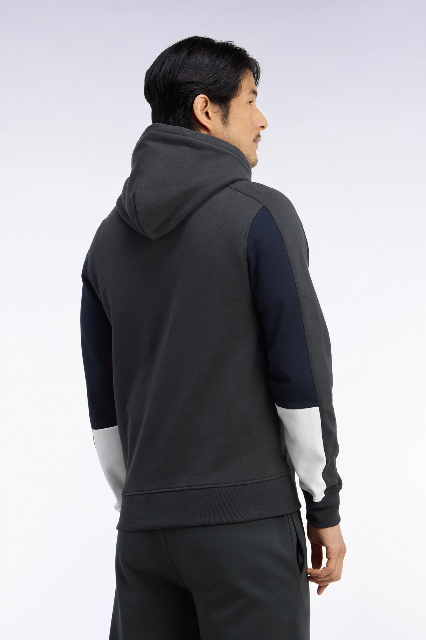 Sweatshirt à capuche en coton kaki à découpes de manches coupe droite