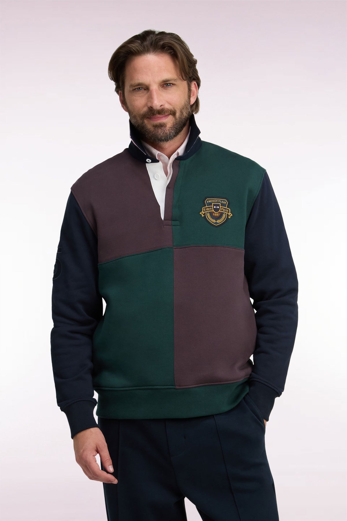 Straight cut ecru cotton shirt