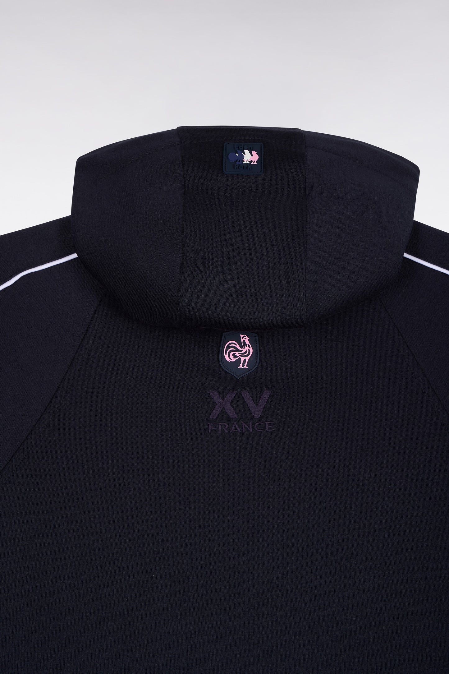 Sweatshirt à capuche zippé à parmenture matelassée marine XV de France coupe droite