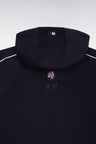 Zipped hooded sweatshirt with navy quilted facing XV de France straight cut