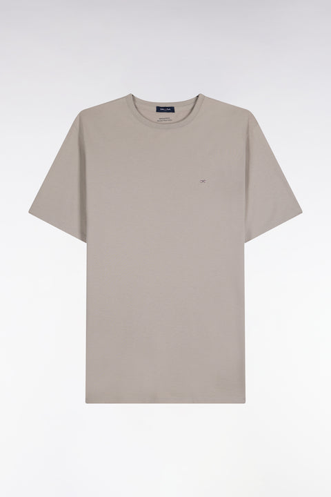 T-shirt manches courtes col rond en coton gris coupe droite - Image 2