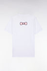 Short-sleeved white cotton T-shirt, straight cut, bow tie