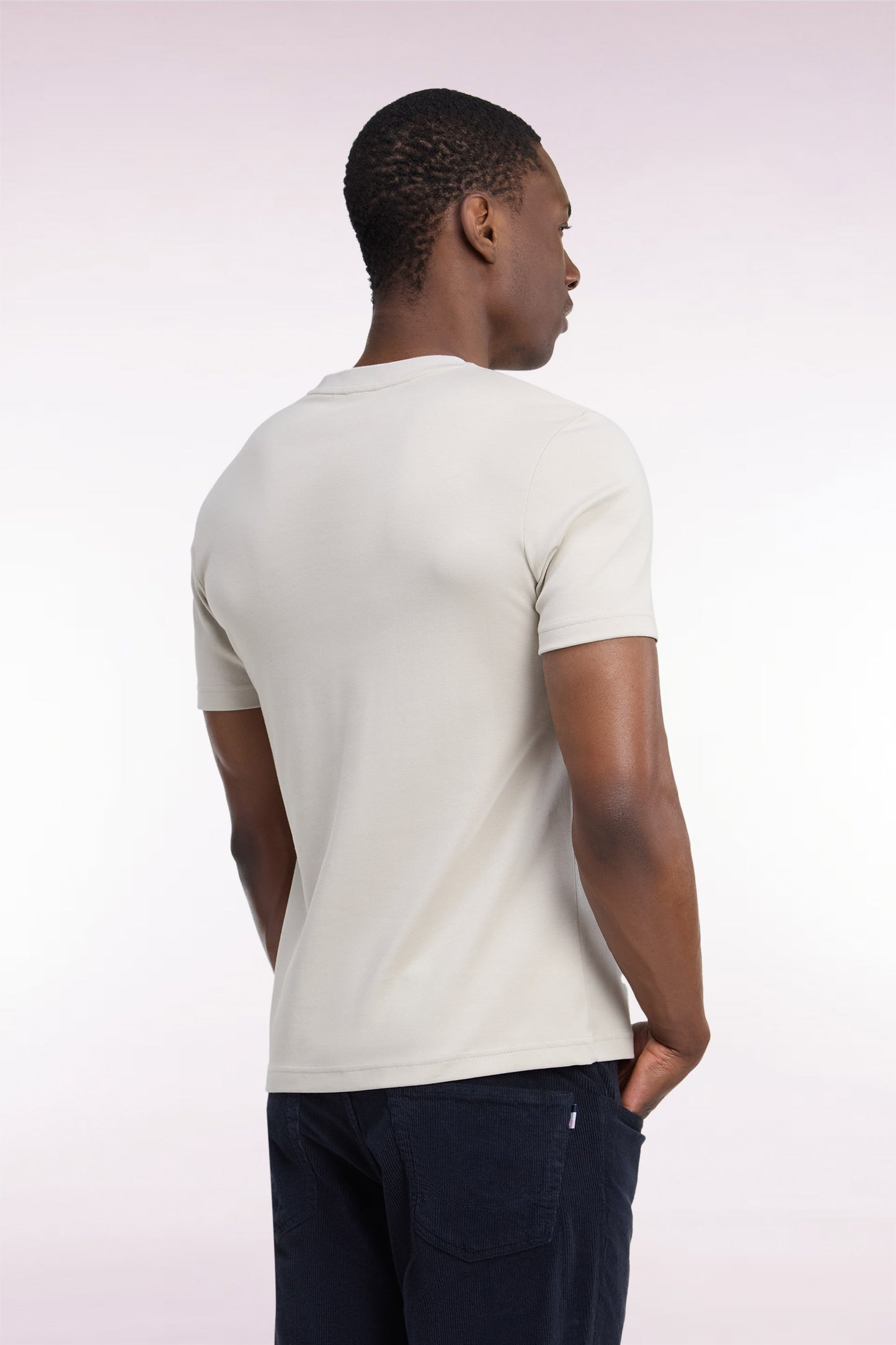 T-shirt manches courtes en coton grège coupe droite