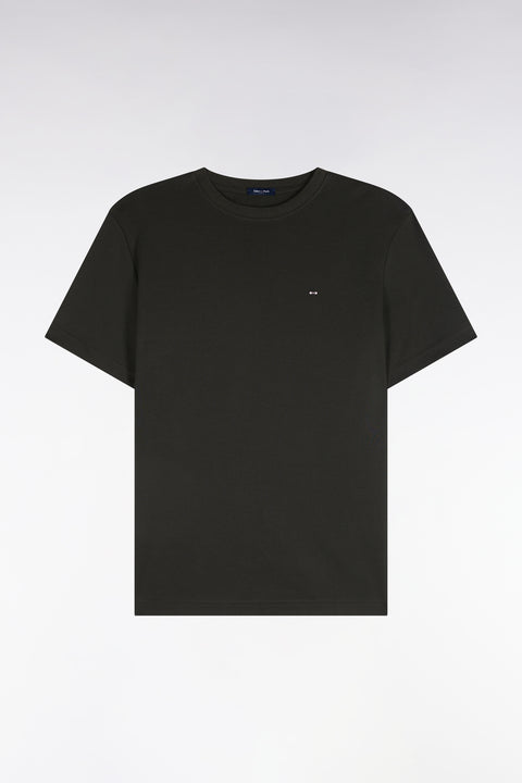 T-shirt manches courtes en coton kaki coupe droite - Image 2
