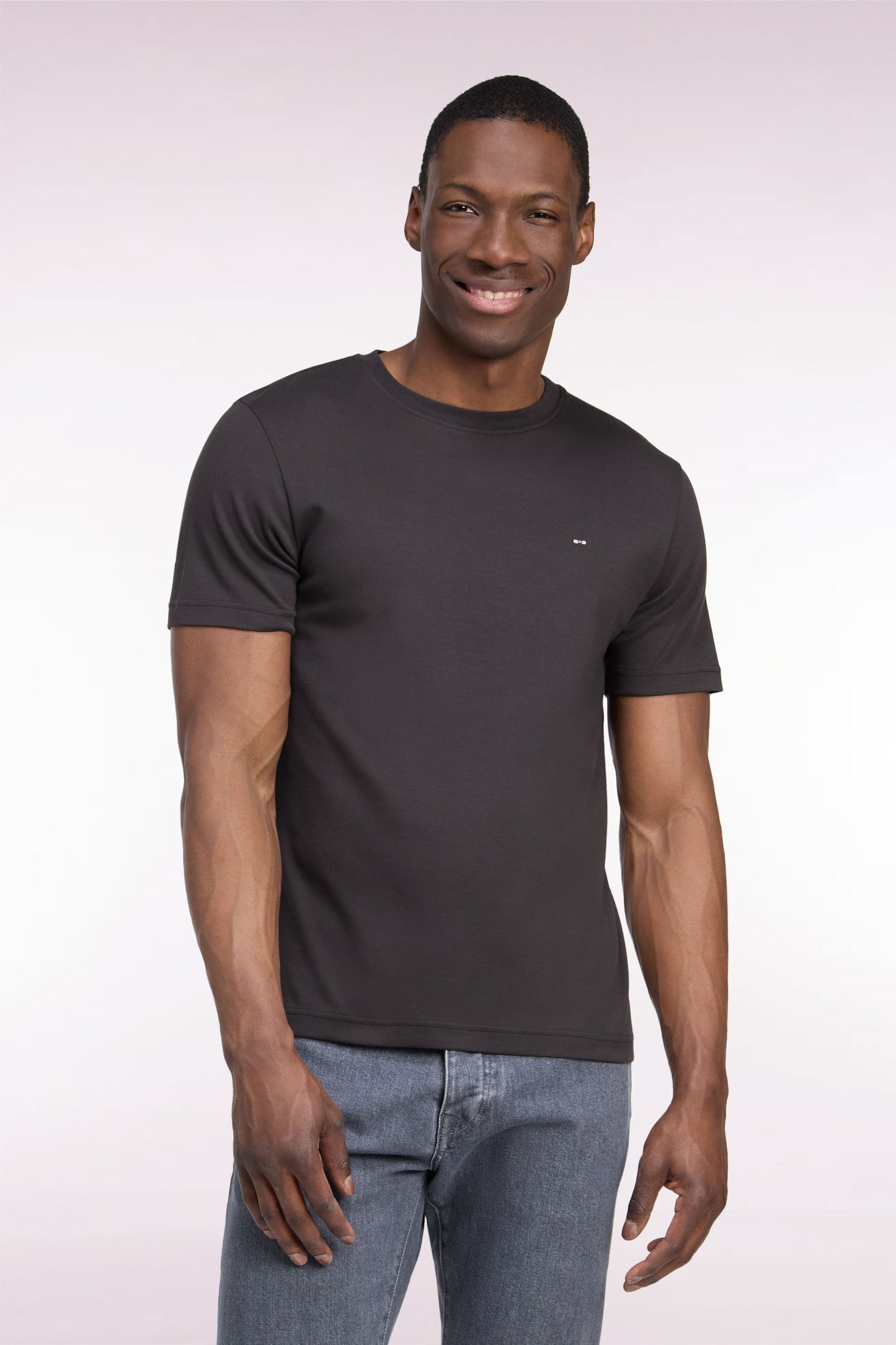T-shirt manches courtes en coton marron coupe droite