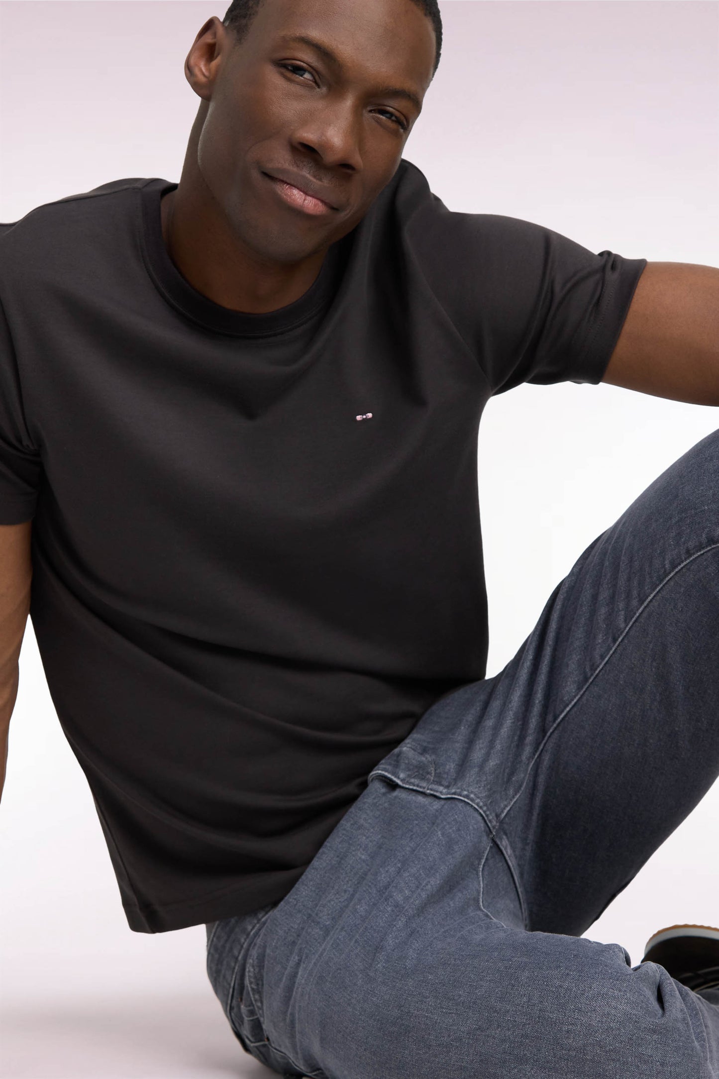 T-shirt manches courtes en coton marron coupe droite