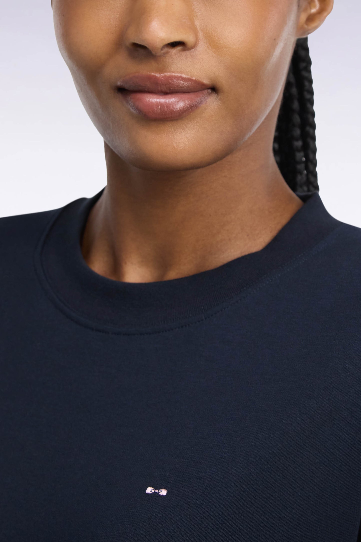 T-shirt col rond unisexe à manches courtes en coton mercerisé marine coupe loose