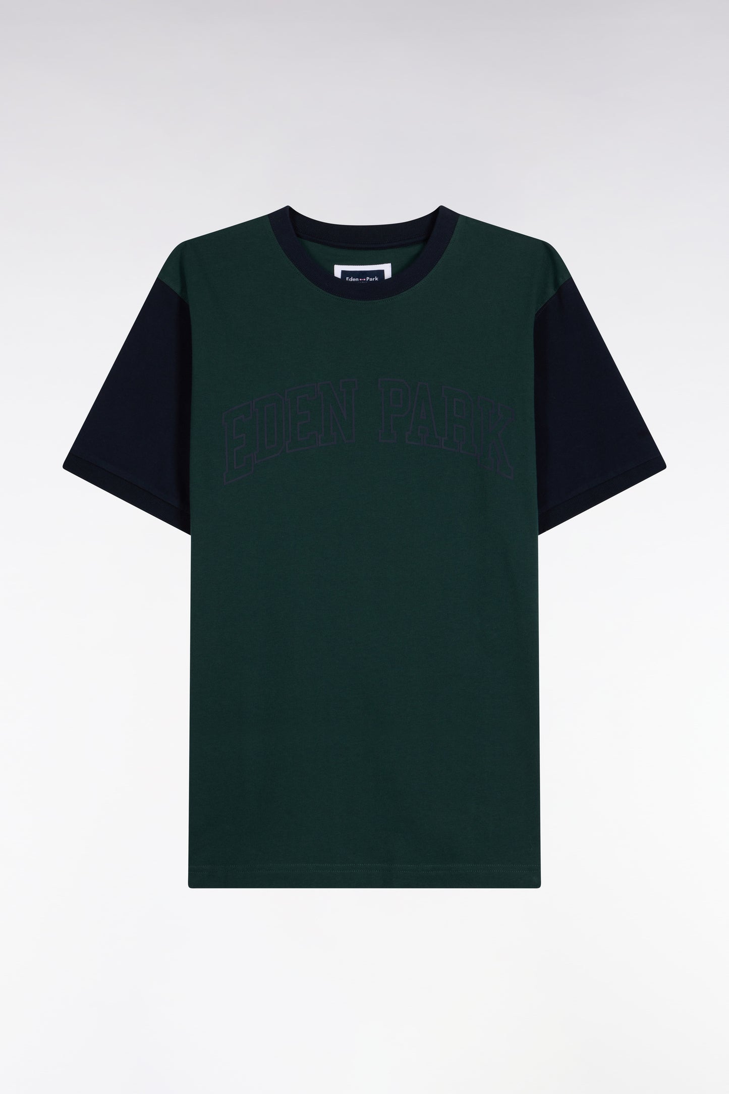T-shirt manches courtes en coton marine et kaki coupe droite