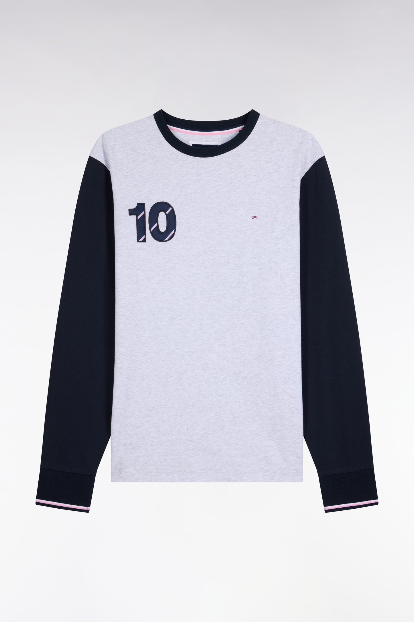 T-shirt à manches longues bicolore en coton gris