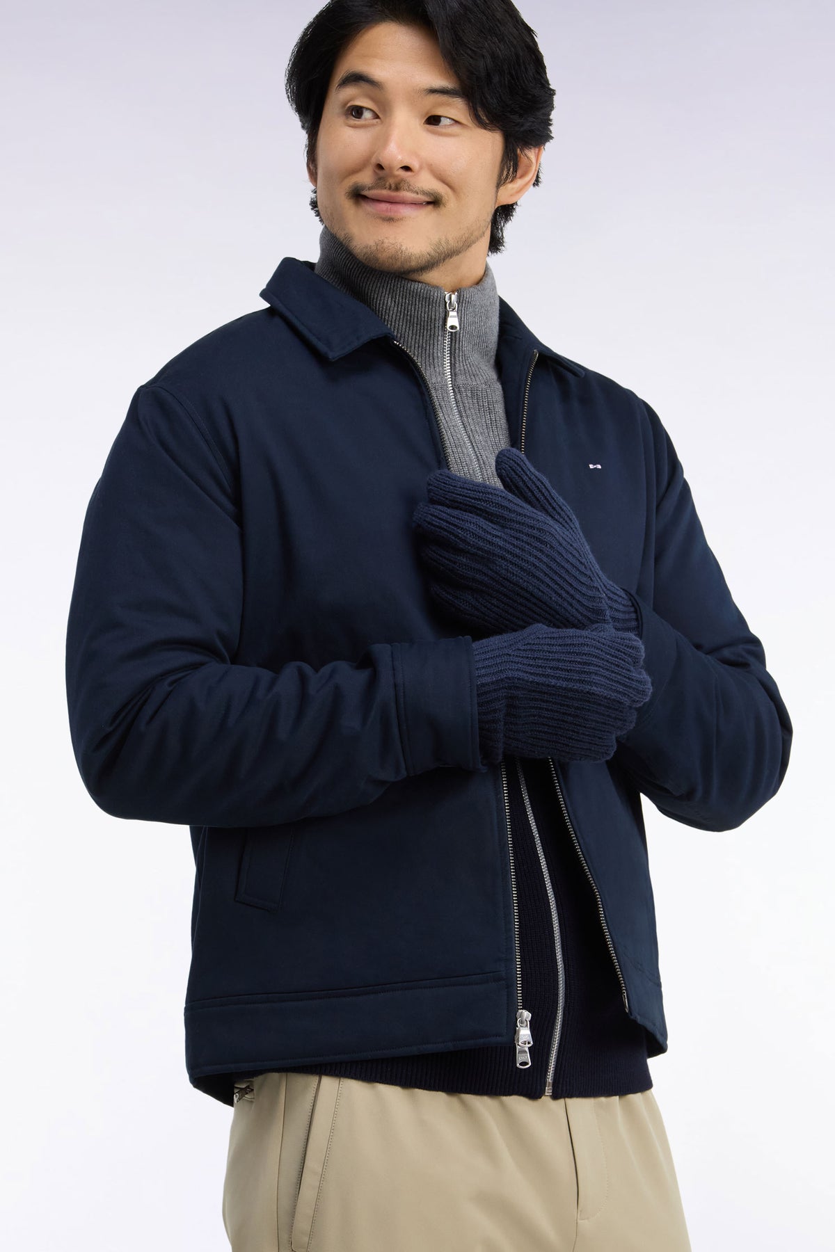Blouson en coton stretch bleu marine