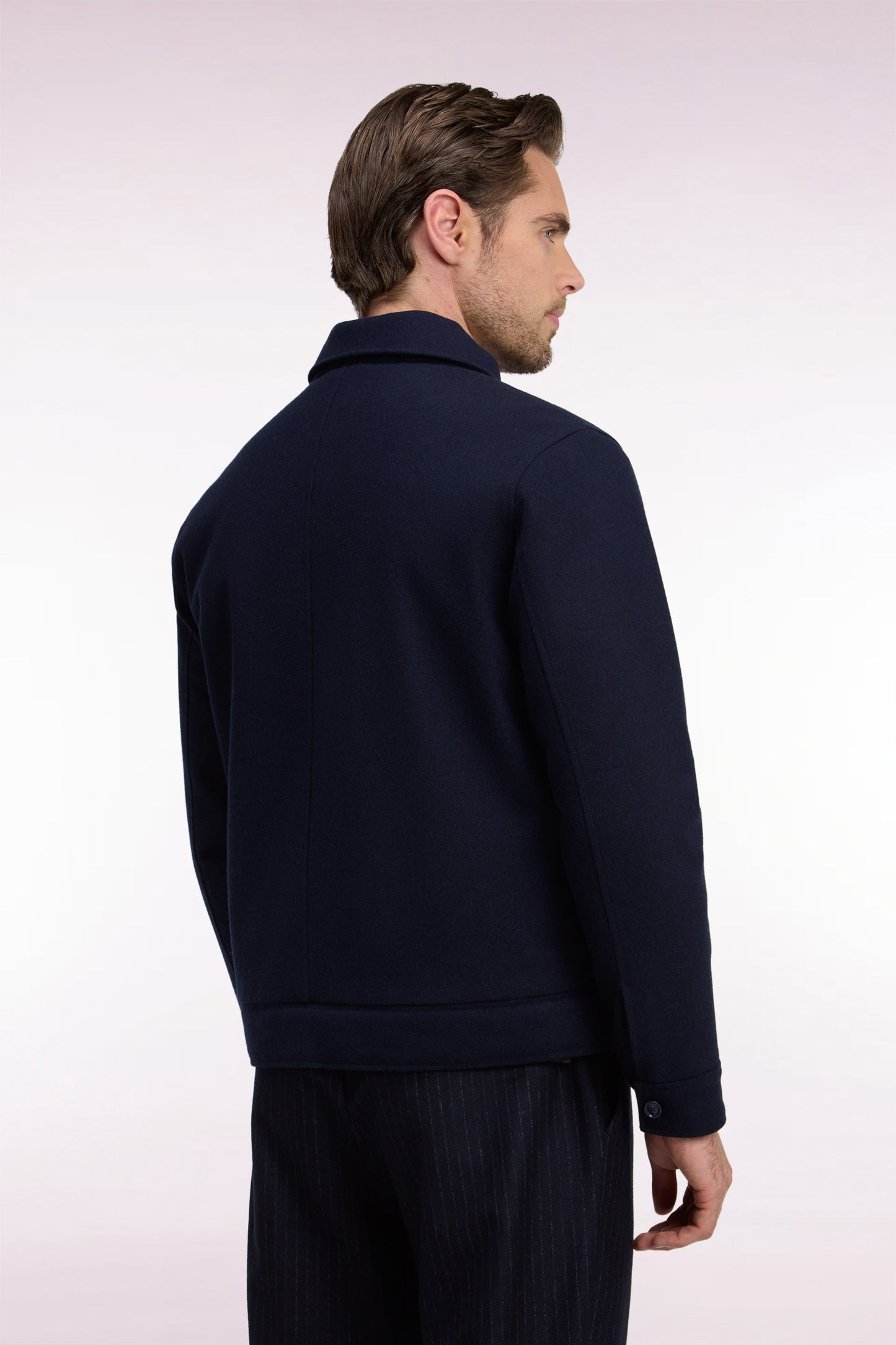 Blouson en flanelle ouatinée marine coupe droite