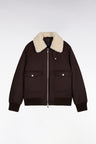 Brown knit jacket with shearling collar
