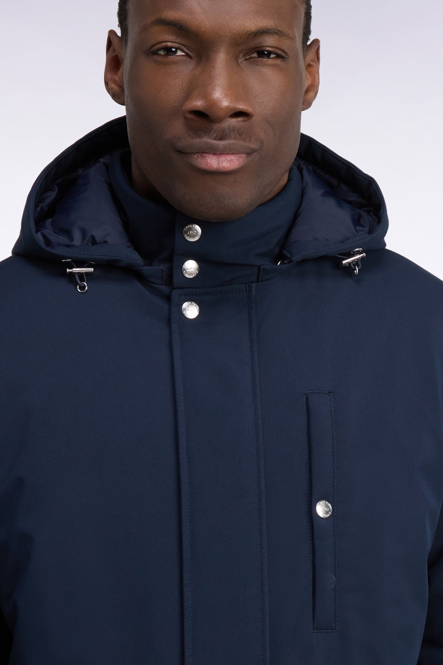 Parka en nylon brossé marine
