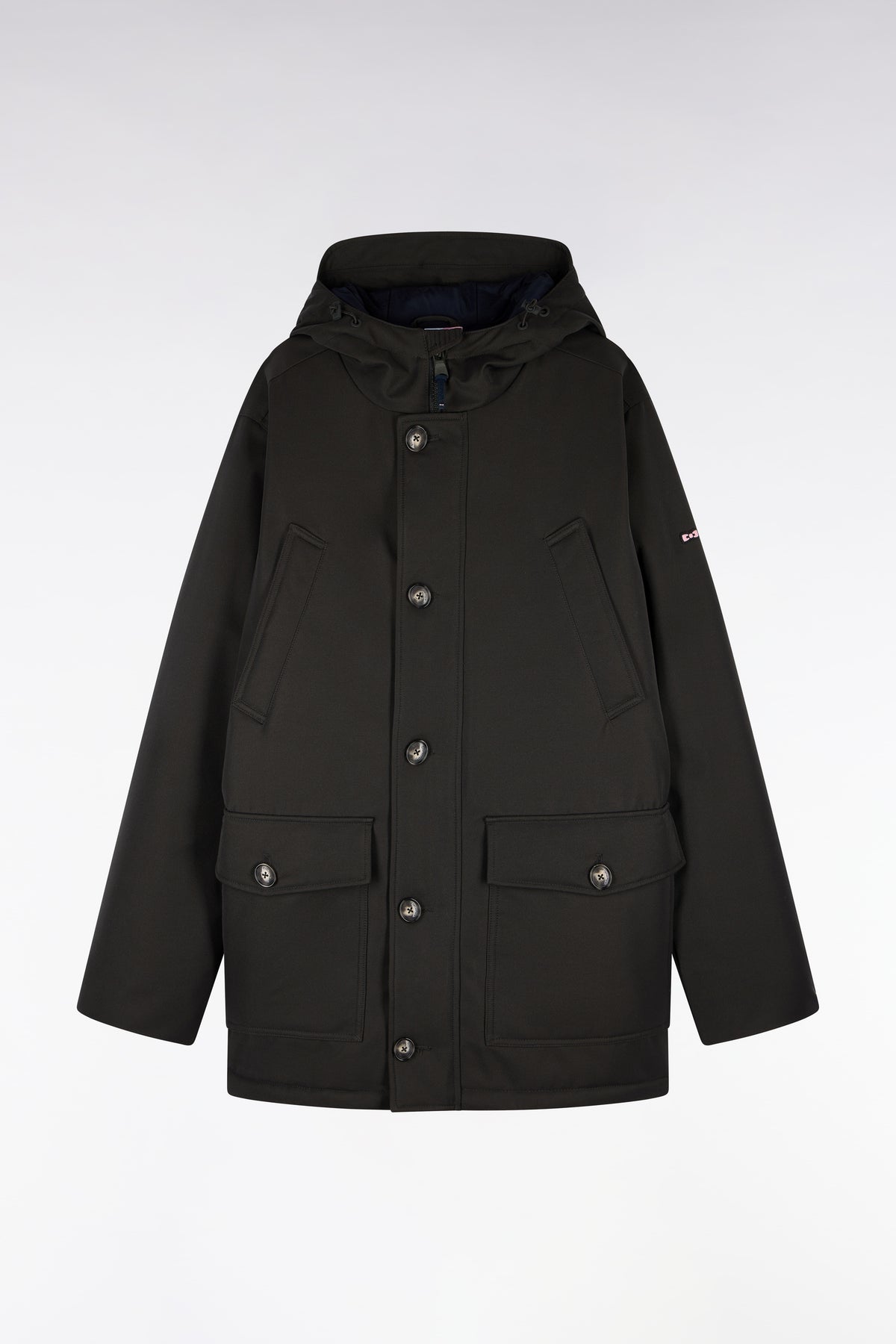 Khaki buttoned parka