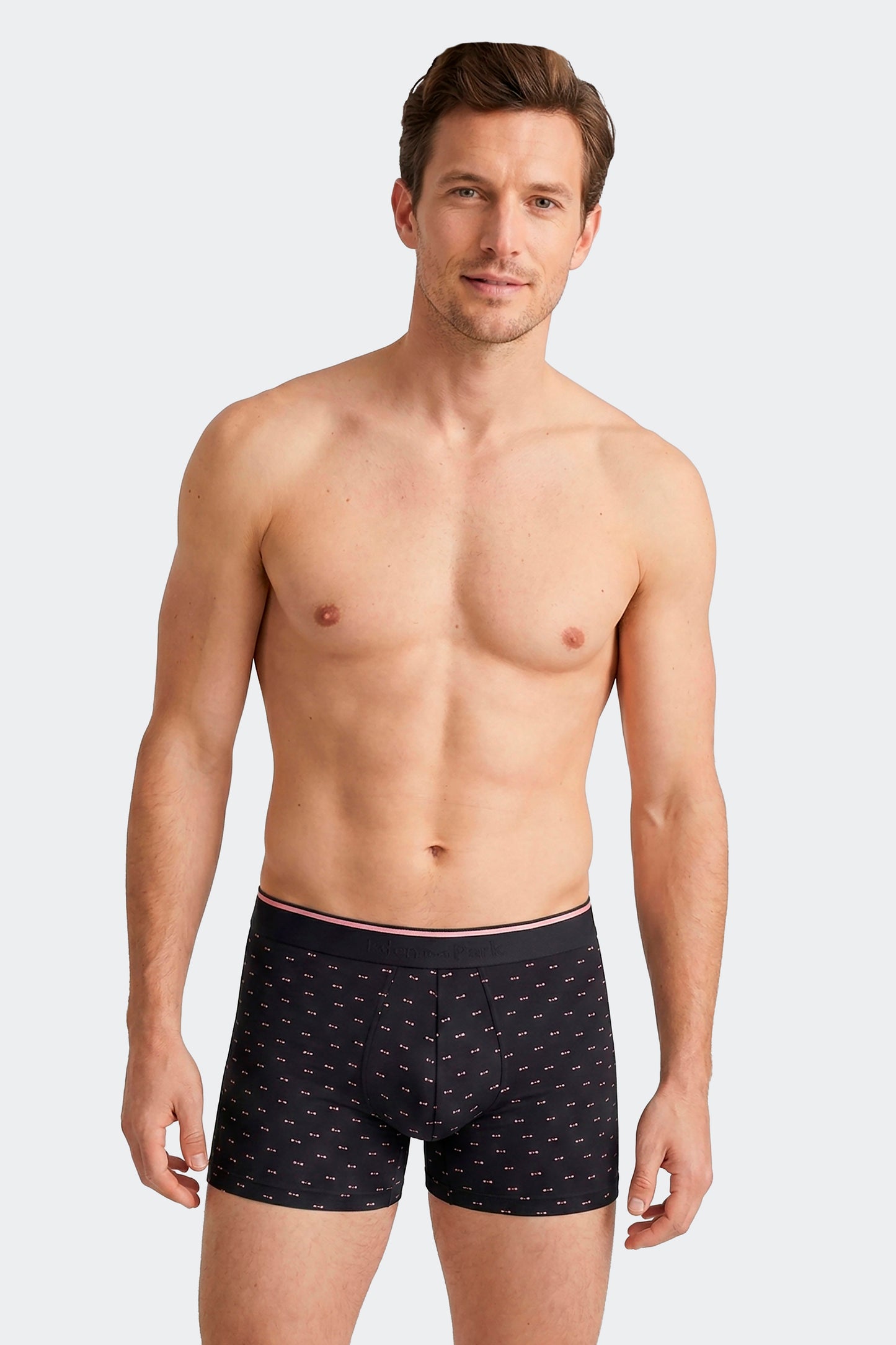 Boxer en coton stretch marine à micromotifs nœud papillon