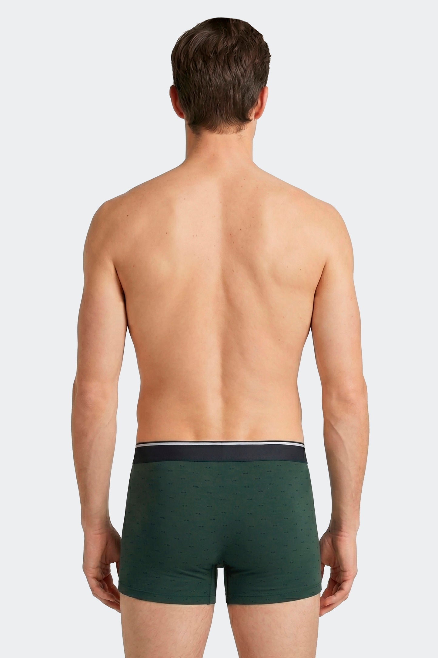 Boxer en coton stretch kaki à micromotifs nœud papillon