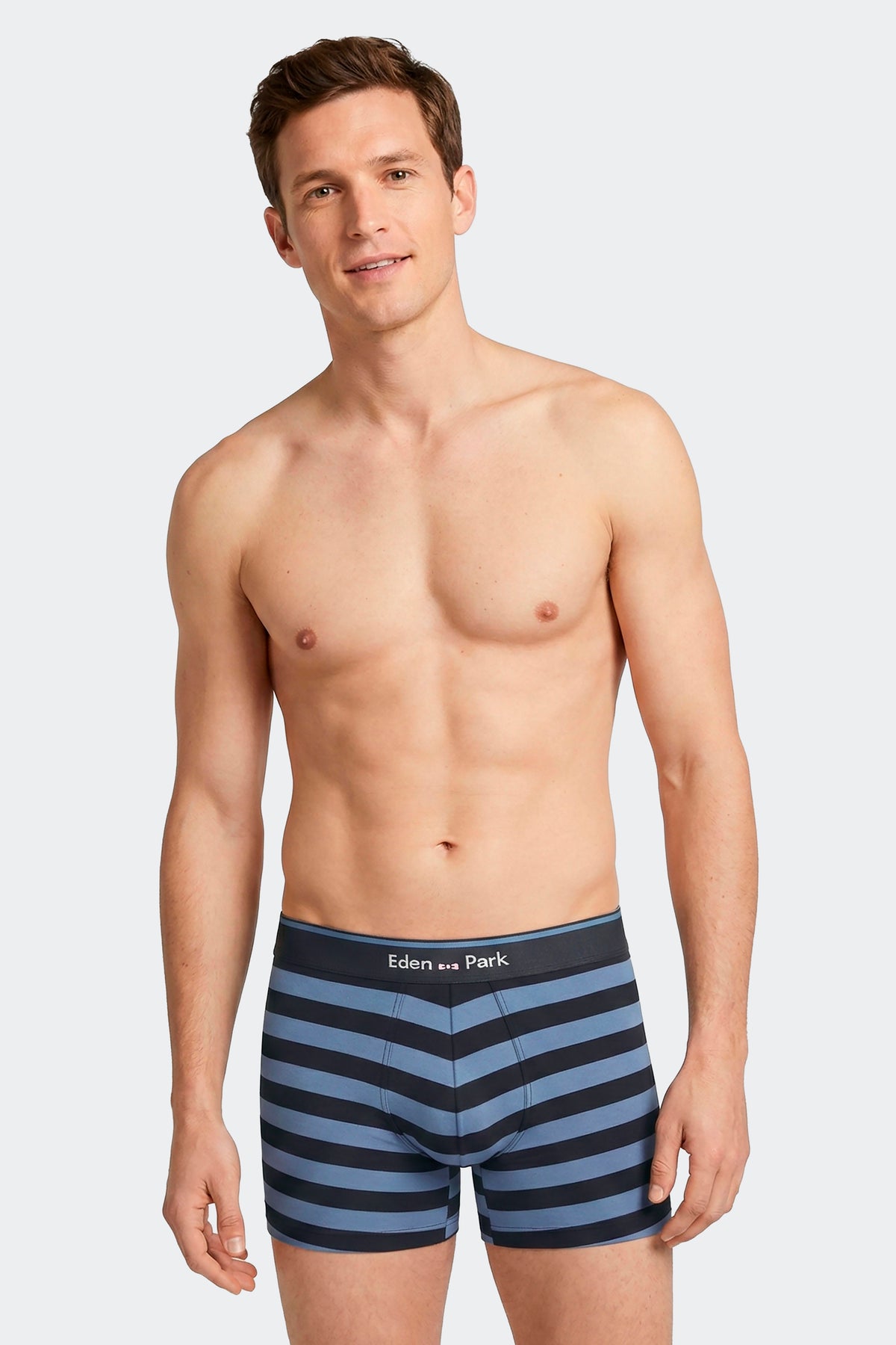 Lot de 2 boxers en jersey de coton stretch unis et rayés marine