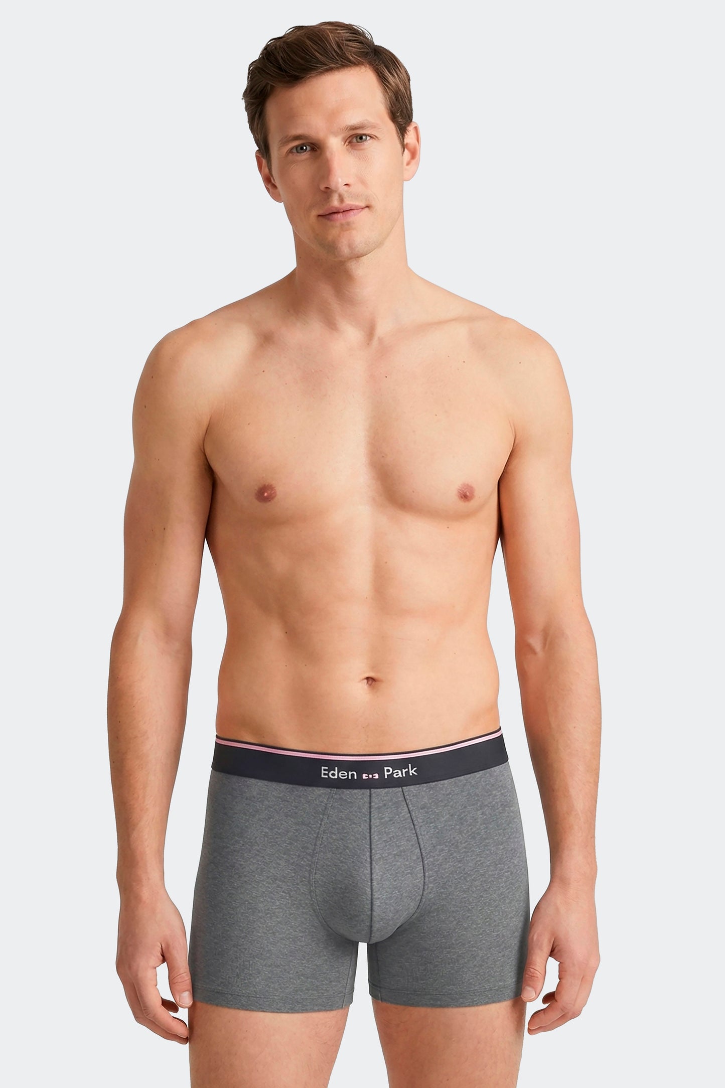 Lot de 2 boxers en jersey de coton stretch unis marine et gris