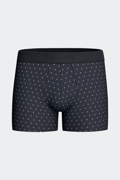 Lot de 2 boxers en jersey de coton stretch unis et imprimés pois marine - Image 3