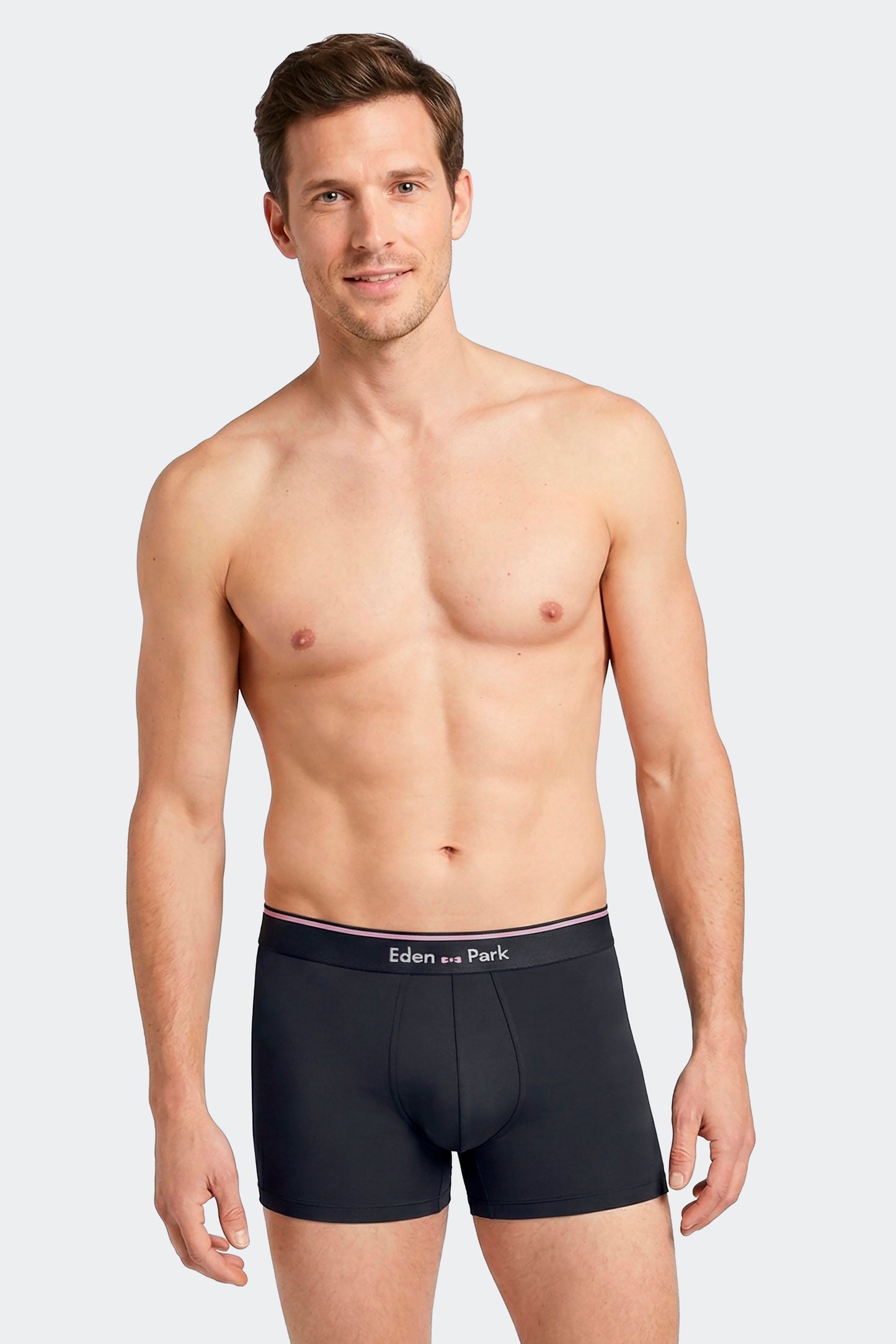 Lot de 2 boxers en jersey de coton stretch unis marine et rayures roses