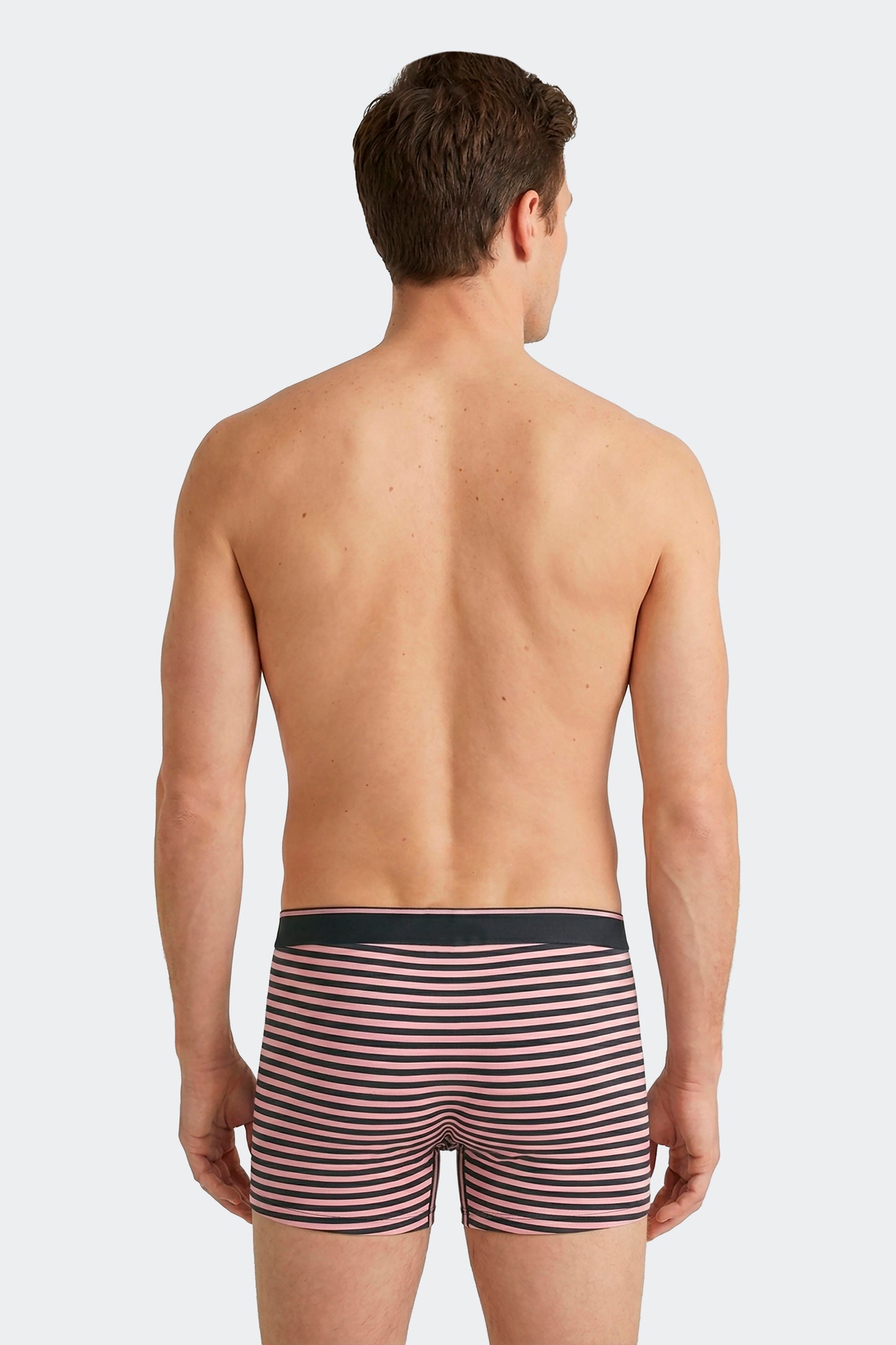 Lot de 3 boxers en jersey de coton stretch unis et rayés marine et rose