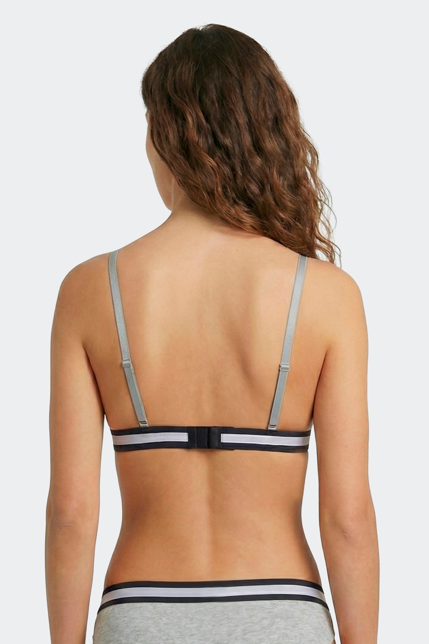 Soutien-gorge triangle en coton stretch gris élastique siglé