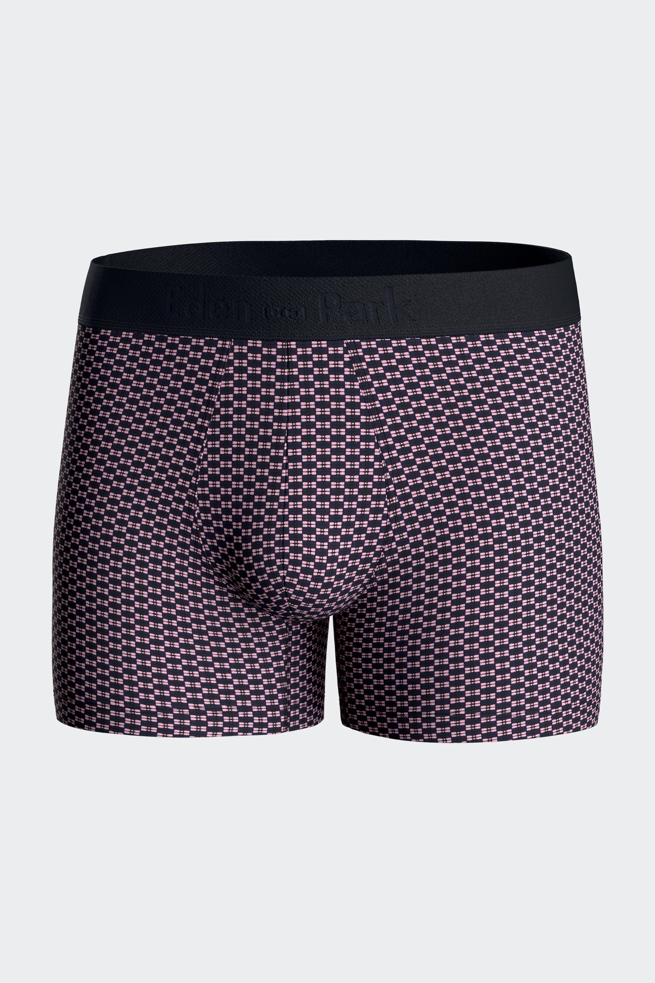 Set of 2 pink stretch cotton boxers with graphic micro patterns