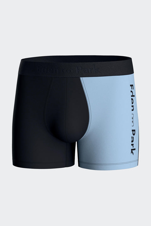 Two-tone stretch cotton jersey boxer shorts in navy and sky - Image 1