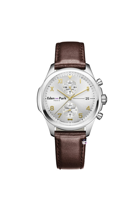 Dual time watch silver sunray - Image 1