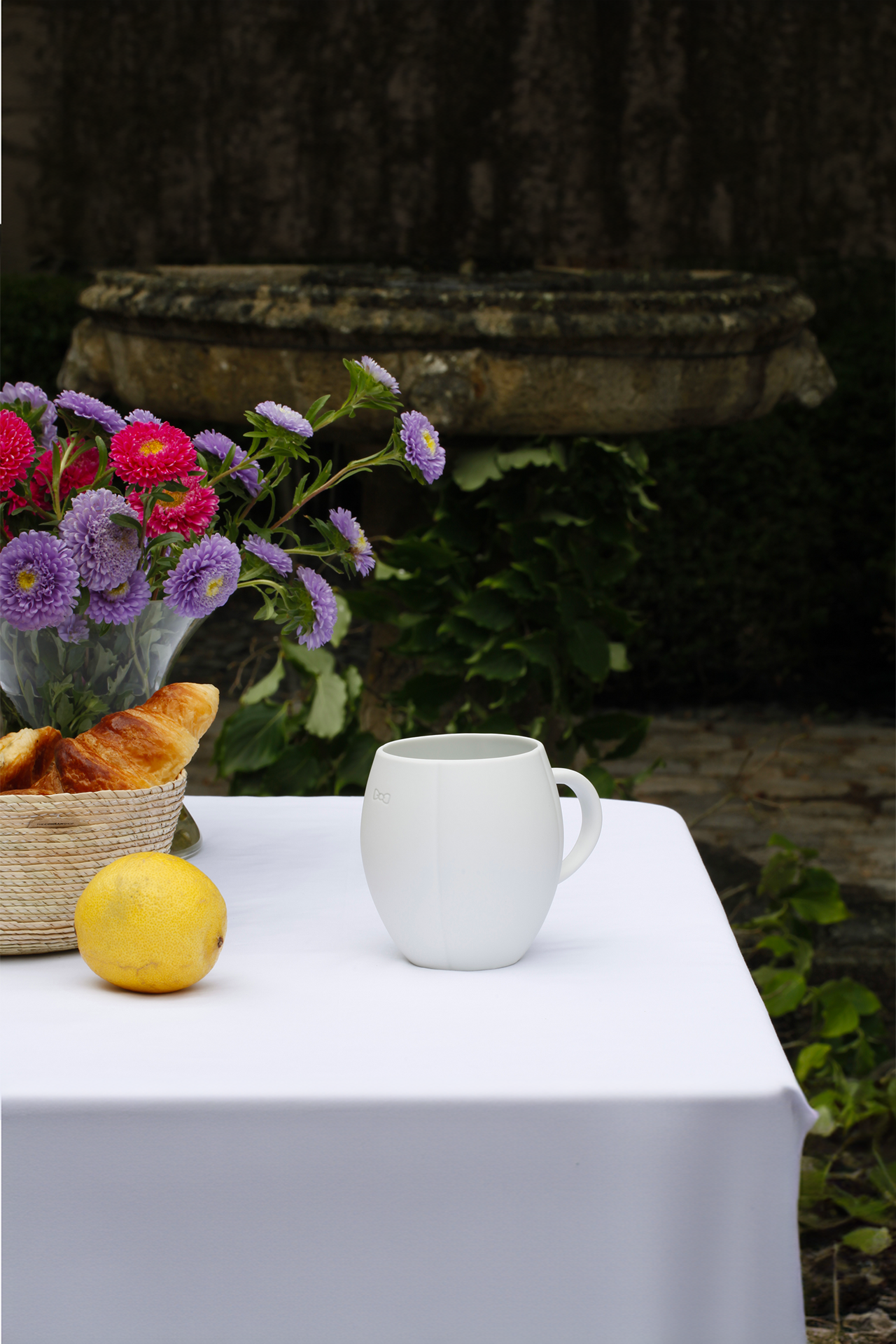 White Limoges porcelain mug