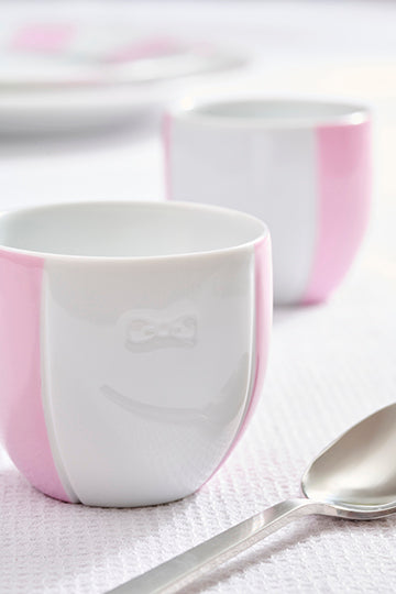 Set of two porcelain coffee cups with pink glazed interior - Image 3