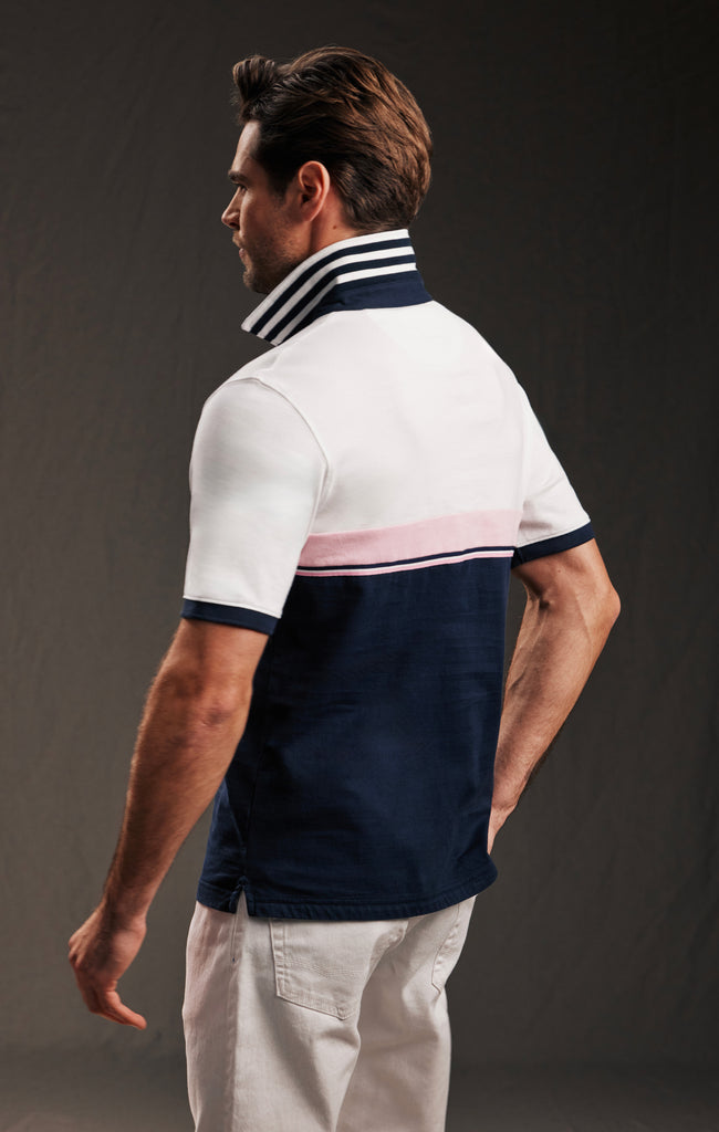 Maillot blanc et marine en jersey de coton upcyclé Pap'Atelier