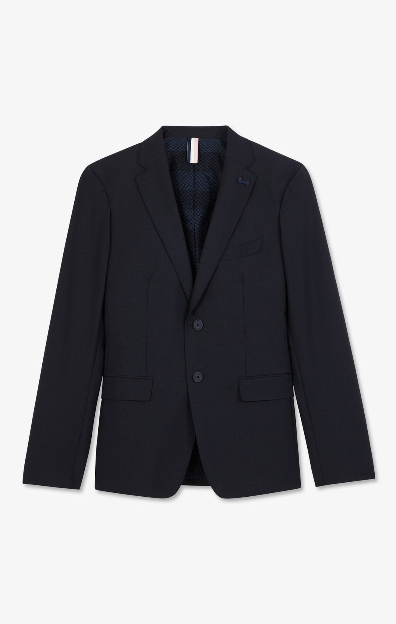 Dark blue blazer with embossed bow detail