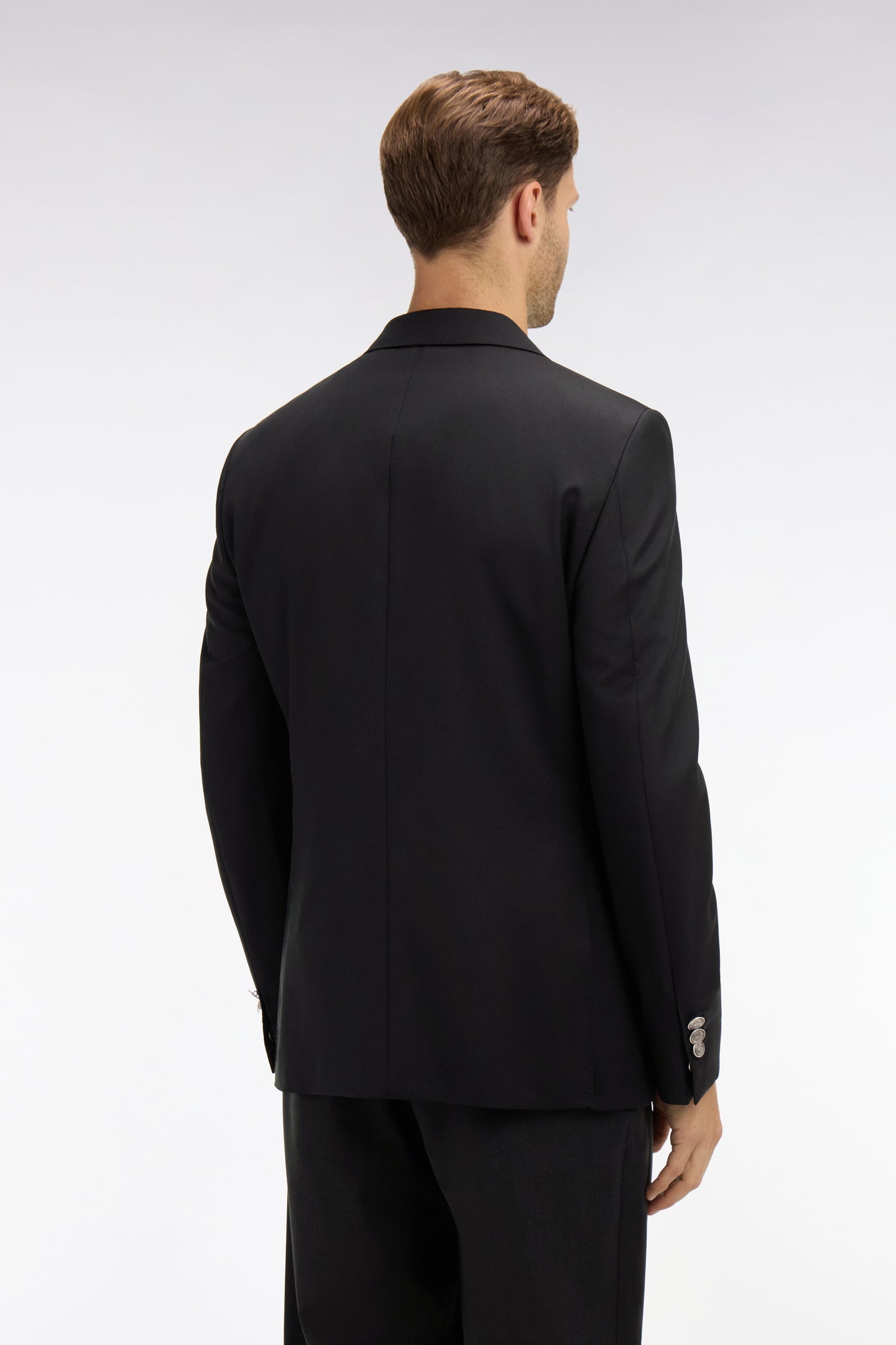 Slim fit black 100% wool blazer