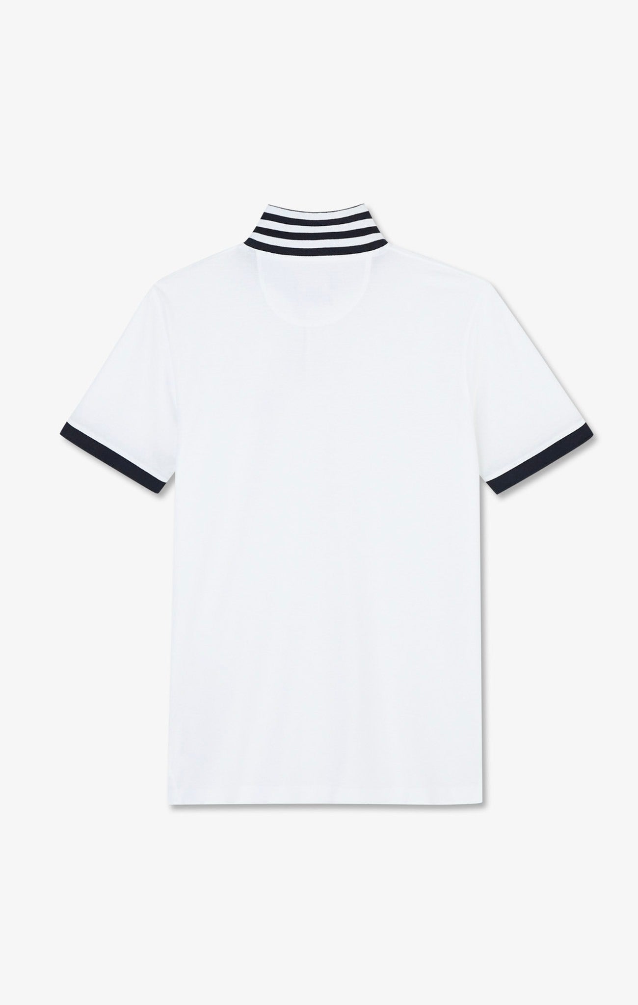 White pima cotton polo with contrasting accents