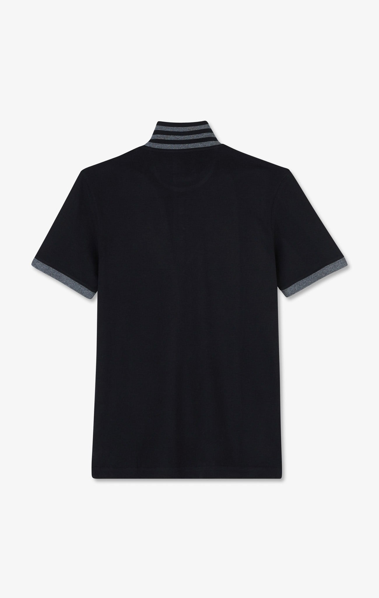 Black pima cotton polo with contrasting accents