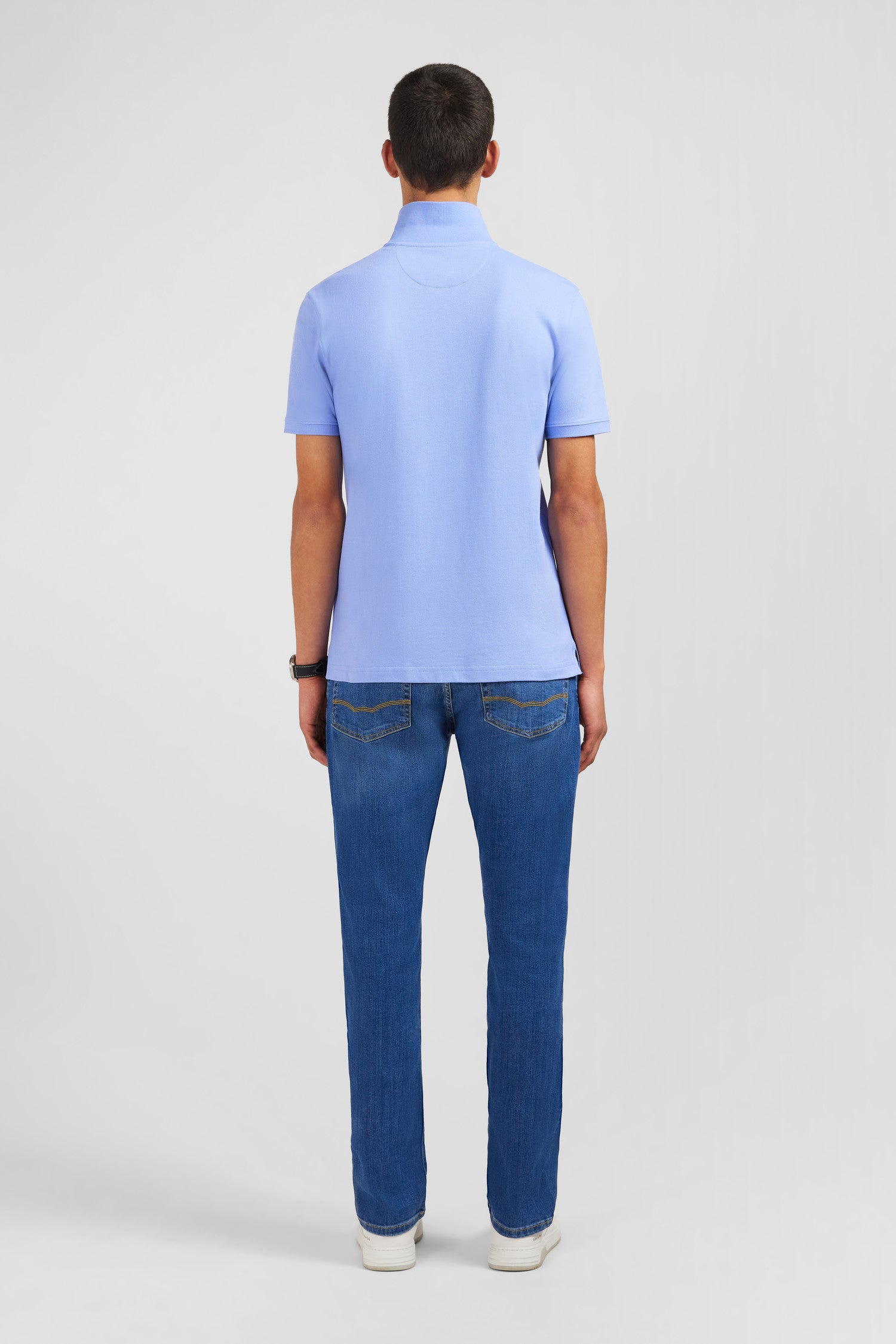 Light blue stretch pima cotton polo