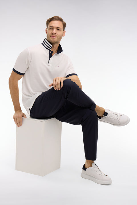 White pima cotton polo with contrasting accents - Image 1