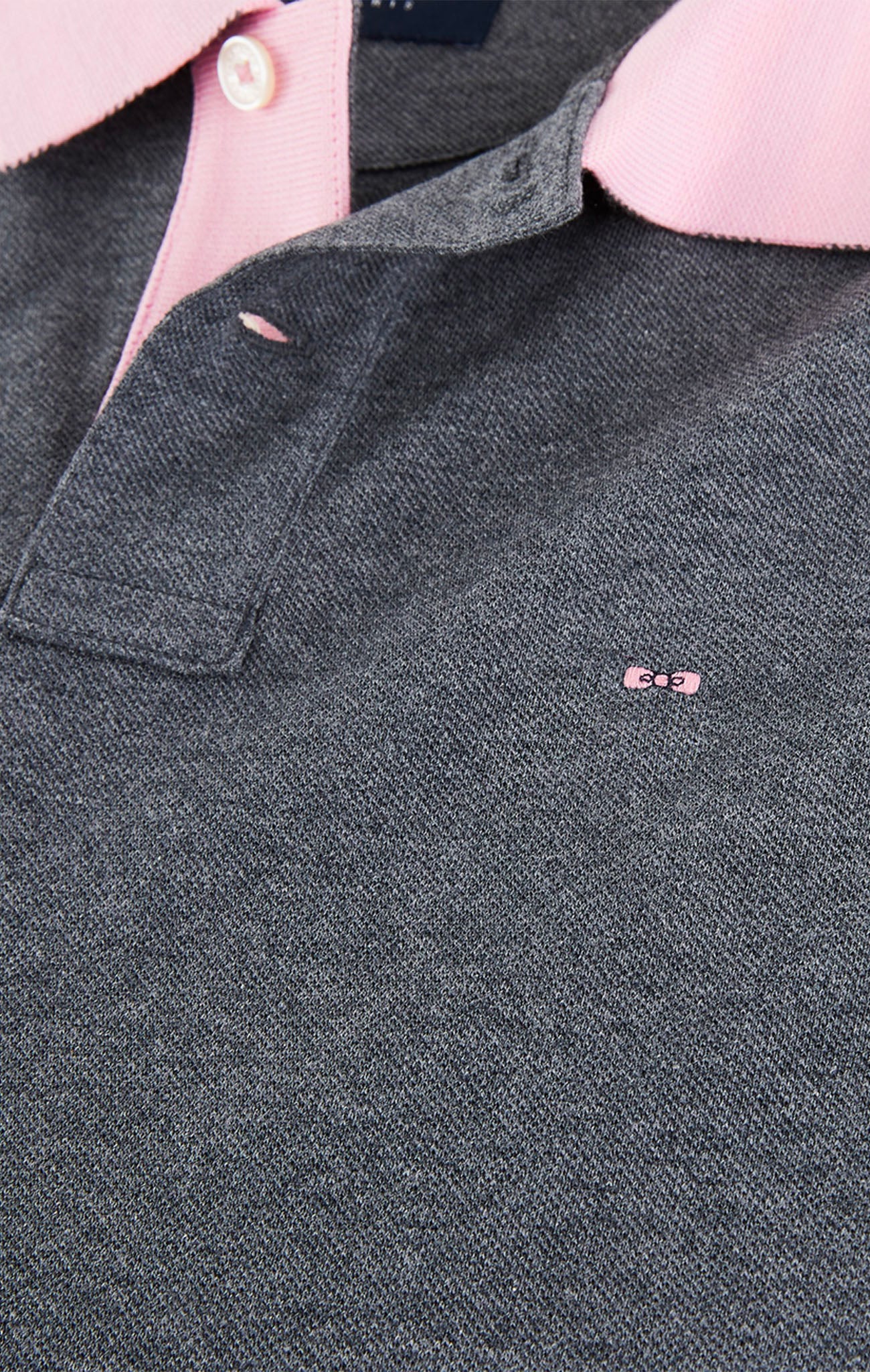 Grey cotton polo with contrasting neck