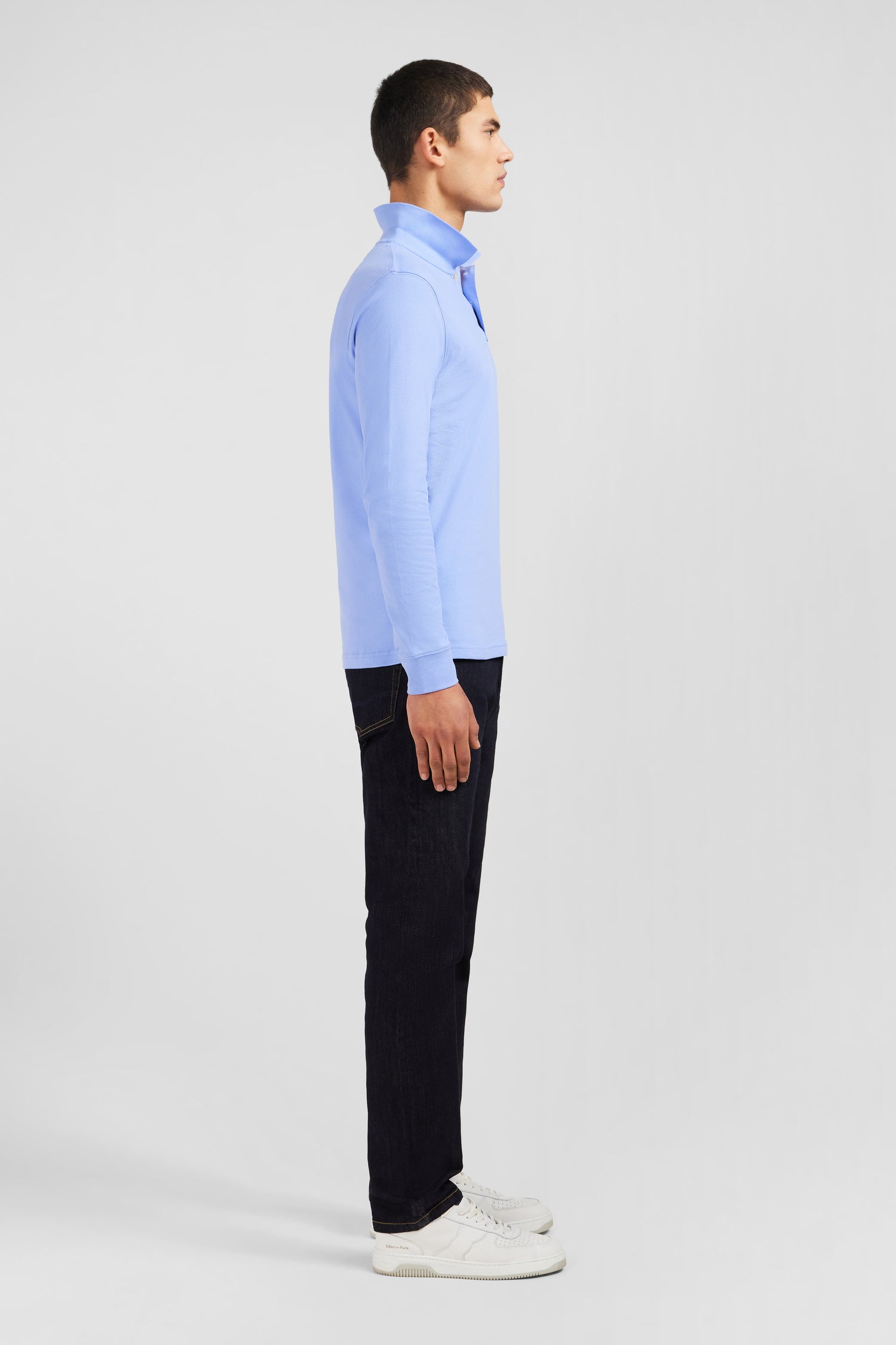 Light blue cotton polo with contrasting neck