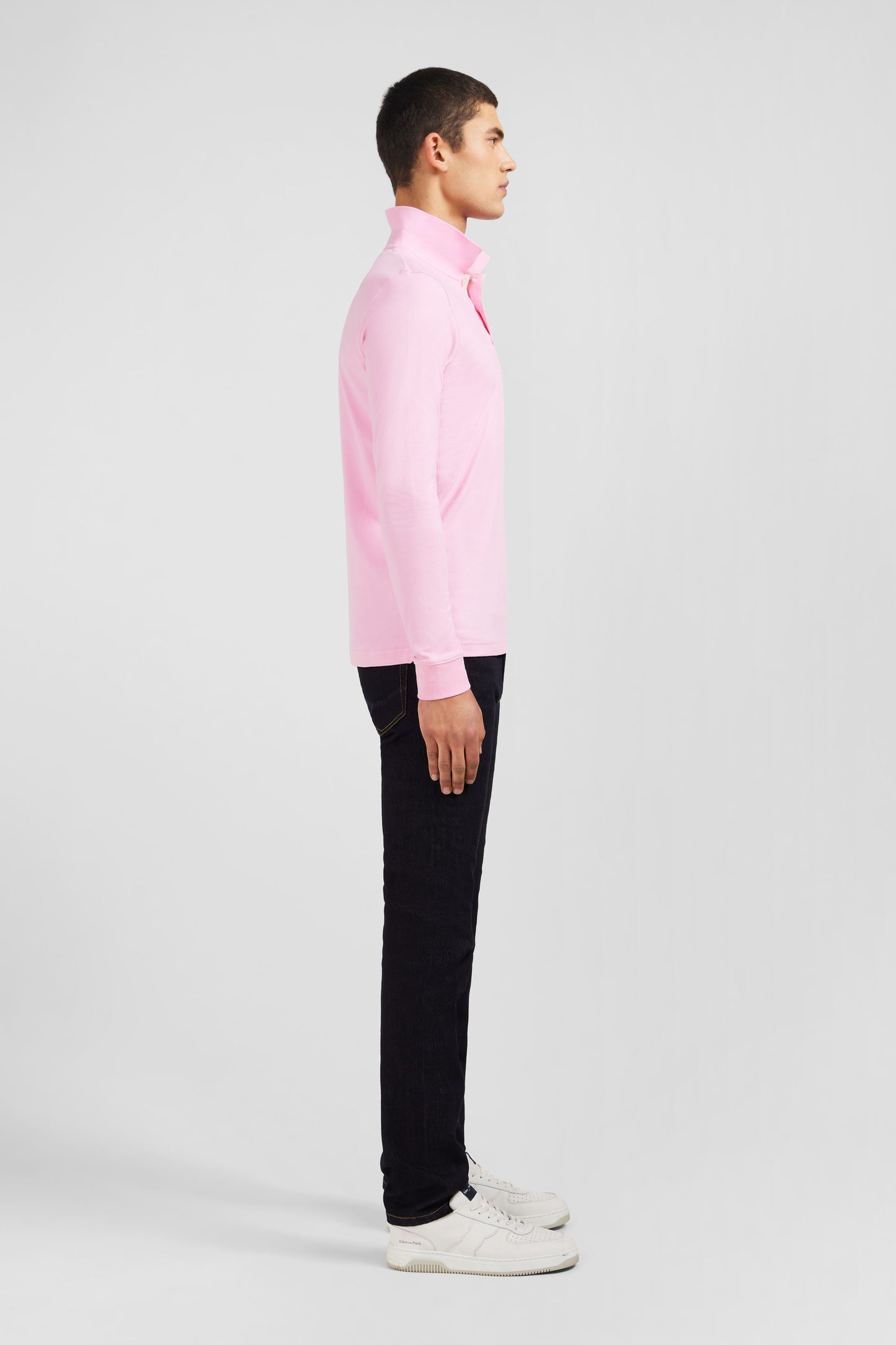 Pink cotton polo with contrasting neck