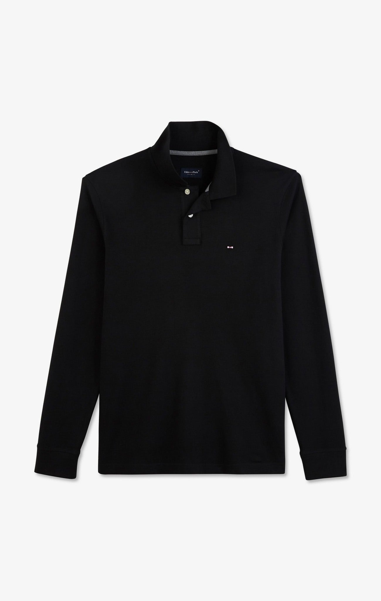 Black cotton polo with contrasting neck