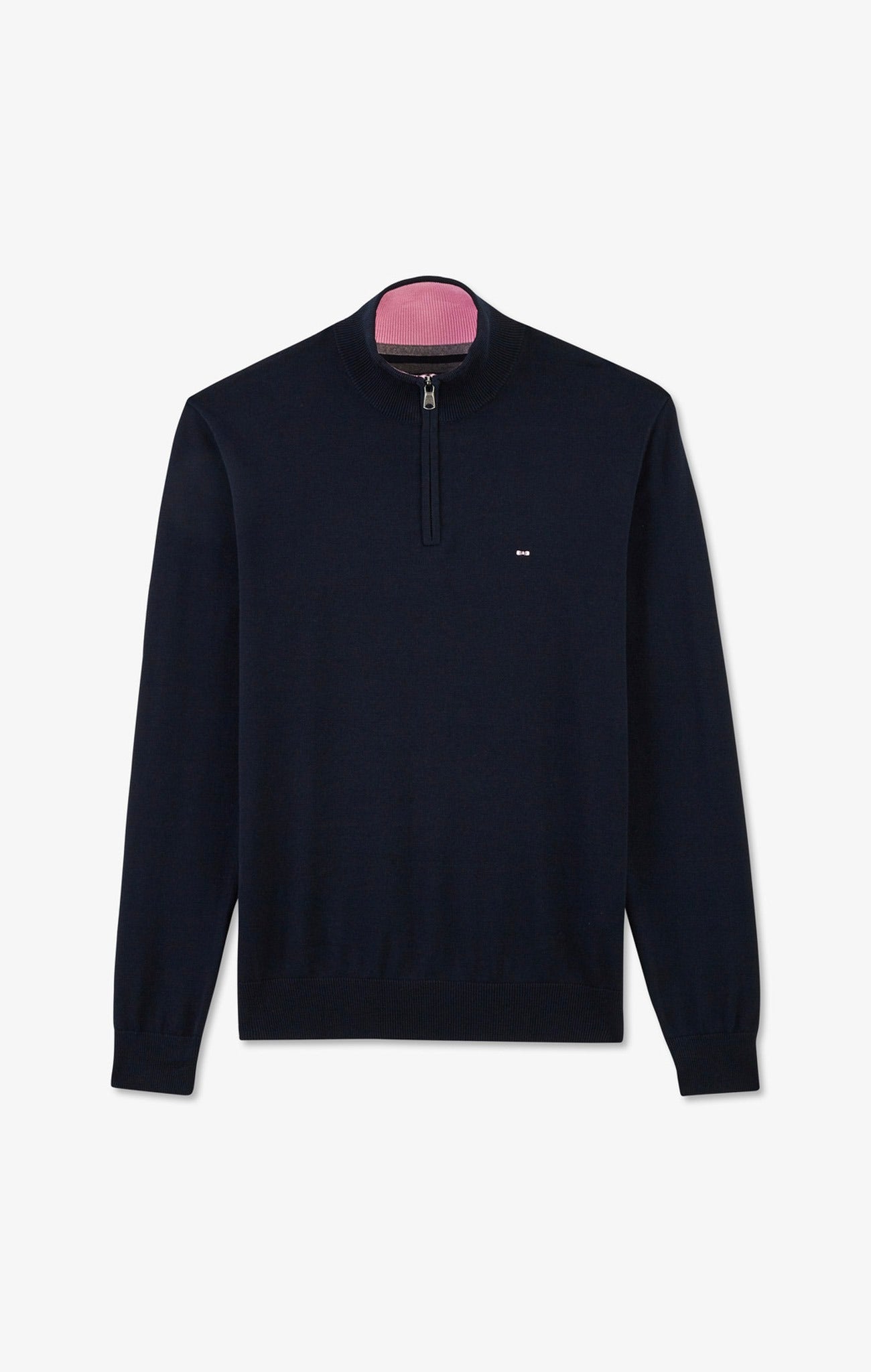 Navy blue cotton jersey jumper with trucker neck