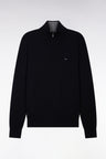 Black cotton jersey jumper with trucker neck