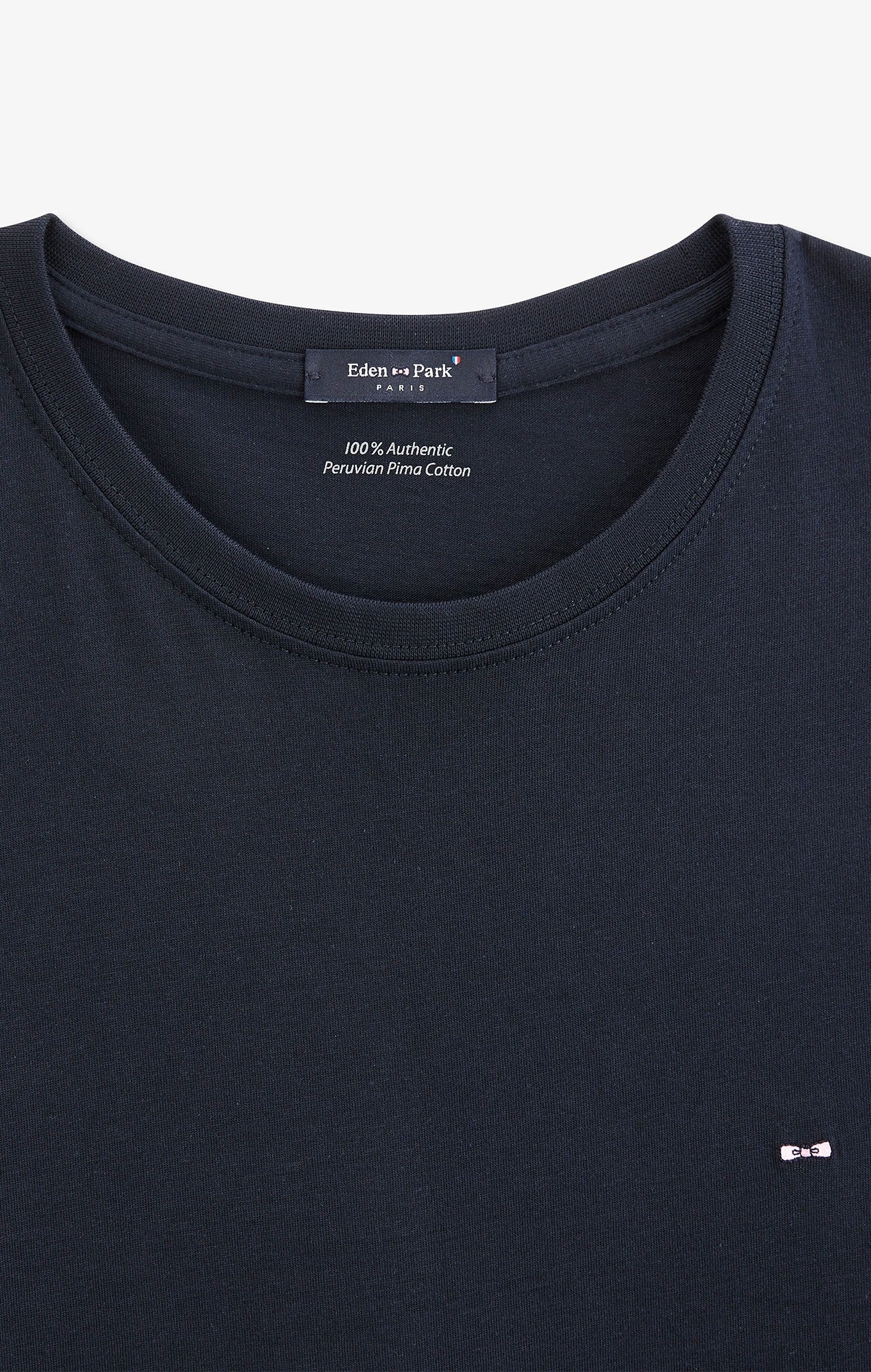 Crew neck navy blue pima cotton t-shirt