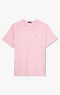 Crew neck pink pima cotton t-shirt