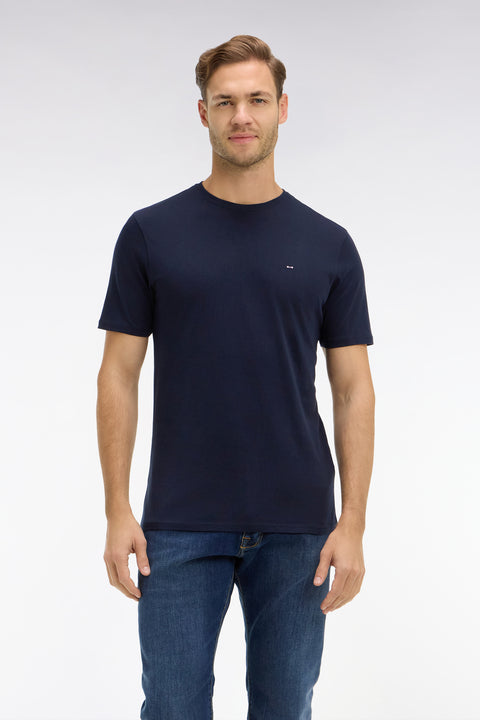 Crew neck navy blue pima cotton t-shirt - Image 3