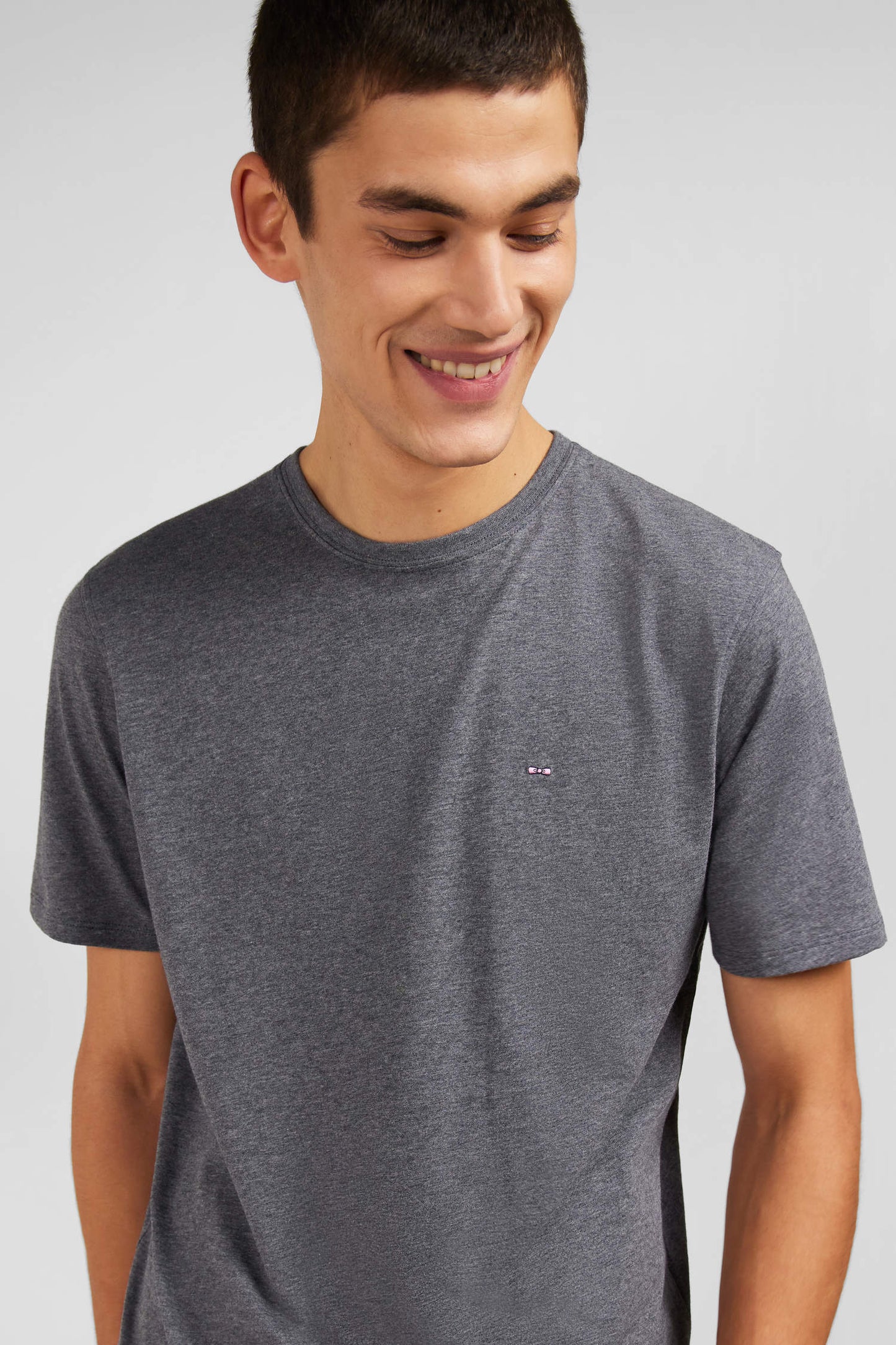 Crew neck grey pima cotton t-shirt