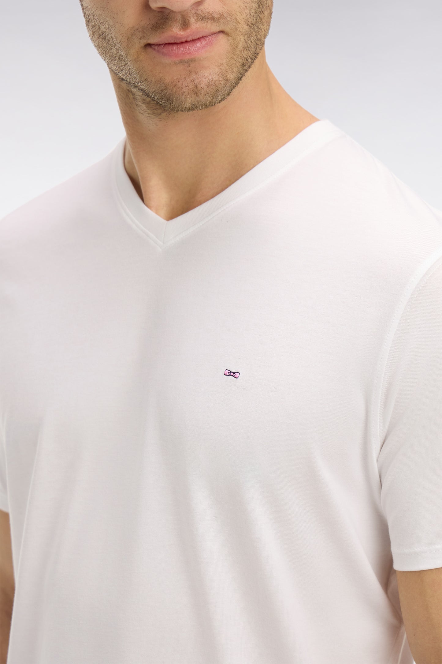 V-neck white light pima cotton t-shirt